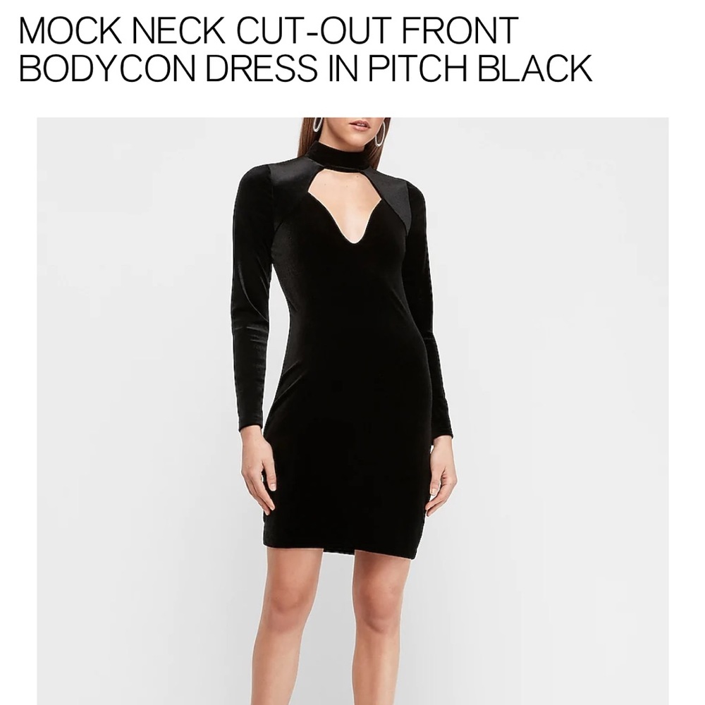 MOCK NECK CUT-OUT FRONT
BODYCON DRESS IN PITCH BLACK
